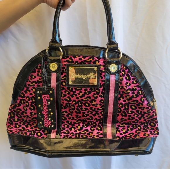 Betsey Johnson Handbags - Betseyville pink metallic leopard print satchel